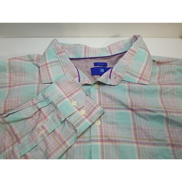 Egara Shirt Mens Non-Iron Cotton Long Sleeve Button Up Plaid 3XLT - Picture 1 of 7